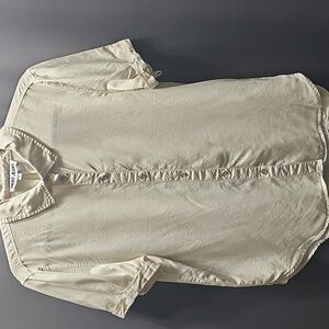 DKNY Jeans Light Beige Button Down Short-sleeve Blouse